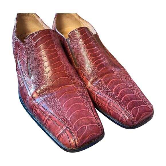 Stacy Adams Croc Embossed Slip On Mens Dress Shoes Size 11 brown Leather Loafers - Picture 10 of 14
